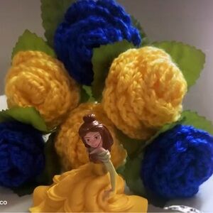 Handcrafted Yellow & Blue Faux Floral Bouquet - Decorative Accent